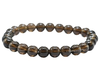 Bracelet en cristal de quartz fumé, bracelet de perles de pierres précieuses fait main