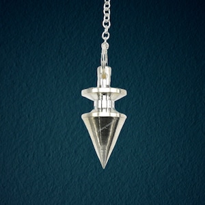 Silver Metal Cone Pendulum: Divination Dowsing Tool (Velvet Pouch)