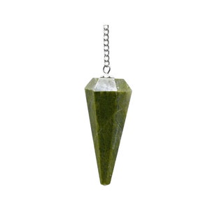 Vesuvianite Healing Crystal Pendant Necklace, Natural Divination Dowsing Pendulum, Crystal & Healing Stone, Gift for Her (Free Velvet Pouch)
