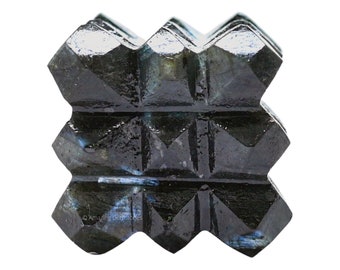 Labradorite Lemurian Crystal Pyramid Cube, Handmade, 1 inch