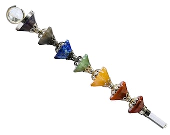 Chakra Healing Crystal Wand: Witchcraft, Yoga, Meditation (Velvet Pouch)