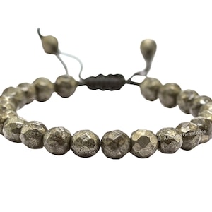 Pyrietgenezende armband met kristallen stenen, beschermingsarmband voor heren, dames, kinderen, armband met facetkralen (gratis zakje met ritssluiting)