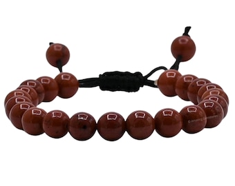 Red Jasper Crystal Bracelet, Adjustable Stone Bracelet, Handmade in USA