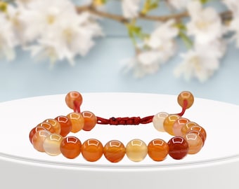 Carnelian Healing Bracelet: Adjustable Gemstone Protection, USA Handmade