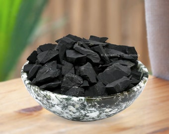 Raw Shungite Crystals, Water Purification Stones, Jewelry Making (Free Velvet Pouch)