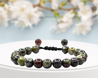 Dragons Bloodstone Healing Bracelet, Adjustable Gemstone, Handmade in USA