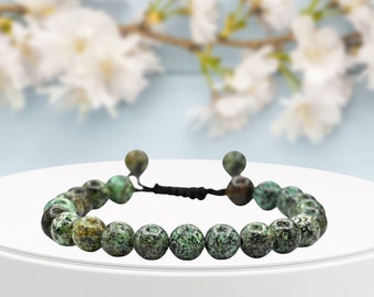 Pulsera de piedra de cristal turquesa africana, pulsera ajustable de cuentas de piedras preciosas