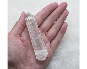 Clear Quartz Crystal Massage Wand, 4.5 inches Gua Sha for Adults, Pointed Massage Stick, Crystals and Healing Stone (Free Velvet Pouch)