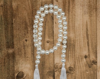 pearl Garland beads for Farmhouse Home Decor. Crystal Infused, Rustic Decor Accented. Transform Your Home with Festive Garland Decor.