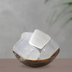 Selenite Tumbled Stones: Polished Natural Crystals for Protection (Velvet Pouch)