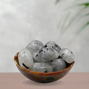 Black Rutilated Quartz Tumbled Stones: Polished Gemstone Crystals