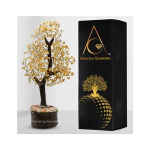 Citrine Crystal Bonsai Tree of Life: Handmade Gemstone Decor (Gift Box)