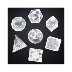 Clear Quartz Crystal Platonic Solid Set: Sacred Geometry Stone (Velvet Pouch)