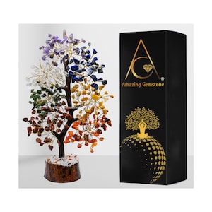 7 chakra&#39;s kristal bonsai levensboom: handgemaakt edelsteendecor