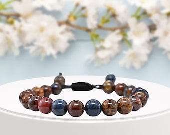 Pietersit Helande Kristallarmband, Justerbar Ädelstenspärla, Skydd