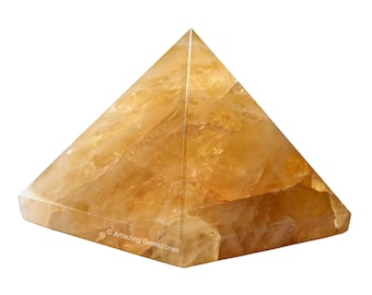 Citrine Crystal Pyramid: Handmade Healing Stone Decor (Velvet Pouch)