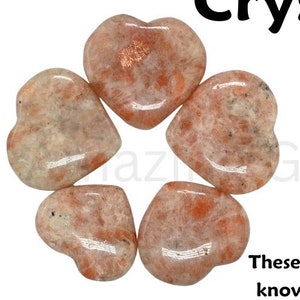 Sunstone Mini Crystal Heart Stone: Handmade Healing Crystals (Set of 2)