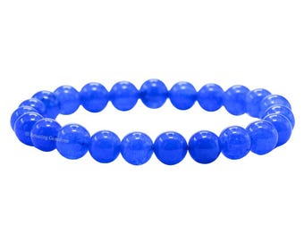 Blue Onyx Crystal Stone Bracelet, 8mm Stretchable Crystal Bracelet for Men Women Kids, Protection Beaded Bracelet (Free Seal Pouch)