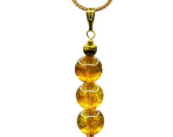 Handmade Citrine Bead Pendant Necklace, Healing Crystal Jewelry