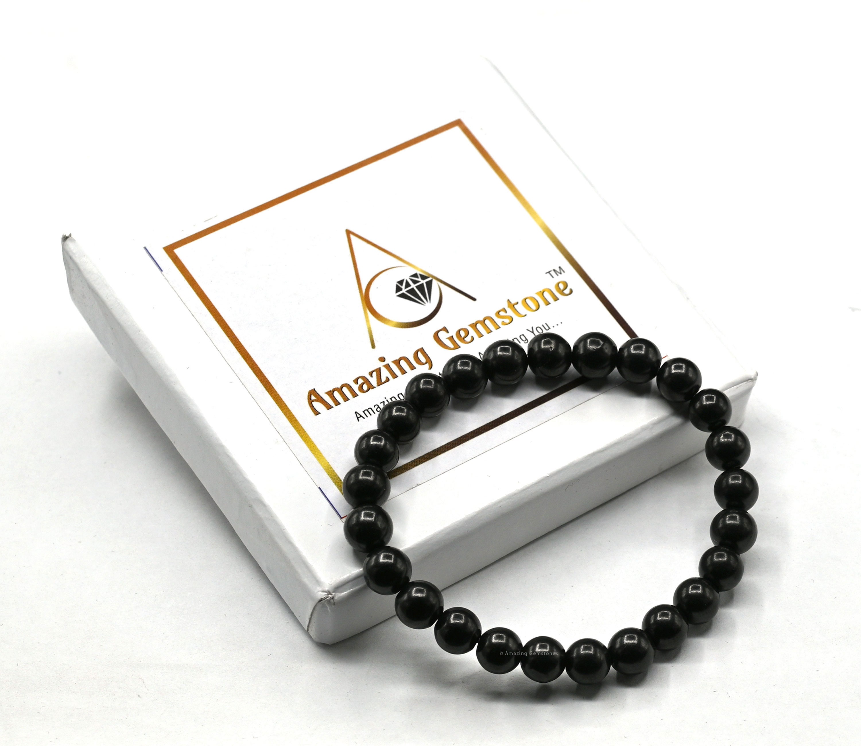 シュンガイトヒーリングクリスタルストーンブレスレット、男性、女性