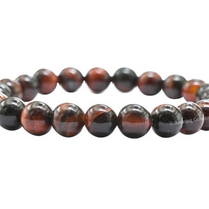 Red Tiger Eye Bracelet: Handmade 8mm Gemstone Healing Crystal