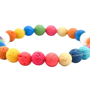Multi-Color Lava Stone Bracelet: Healing Crystal Beaded Bracelet