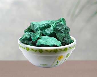 Raw Malachite Gemstones Crystals and Stone, Natural Rough Wholesale Crystals for DIY Tumbling Healing Meditation (Free Velvet Pouch)