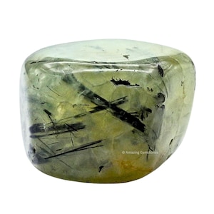 Prehnite Tumbled Stone: Natural Healing Crystal, Protection Rocks (Velvet Pouch)