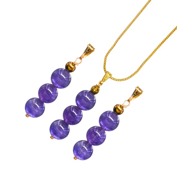 Collier pendentif perles en améthyste, bijoux uniques pour homme