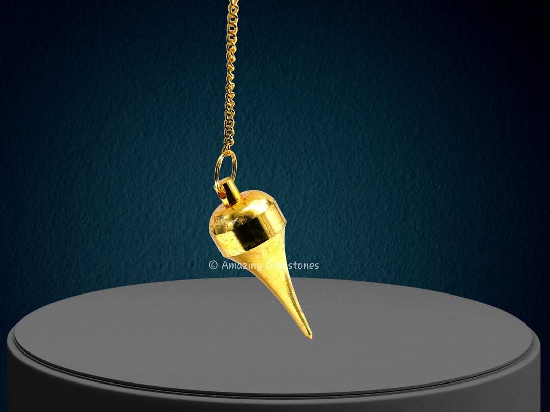 Brass Metal Pendulum Divination Tools for Energy Healing, Long Point Dome Golden Dowsing
