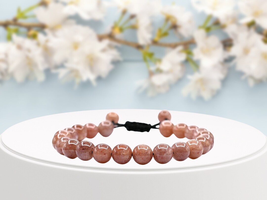 Sunstone Healing Crystal Bead Bracelet, Protection Crystal Bracelet for