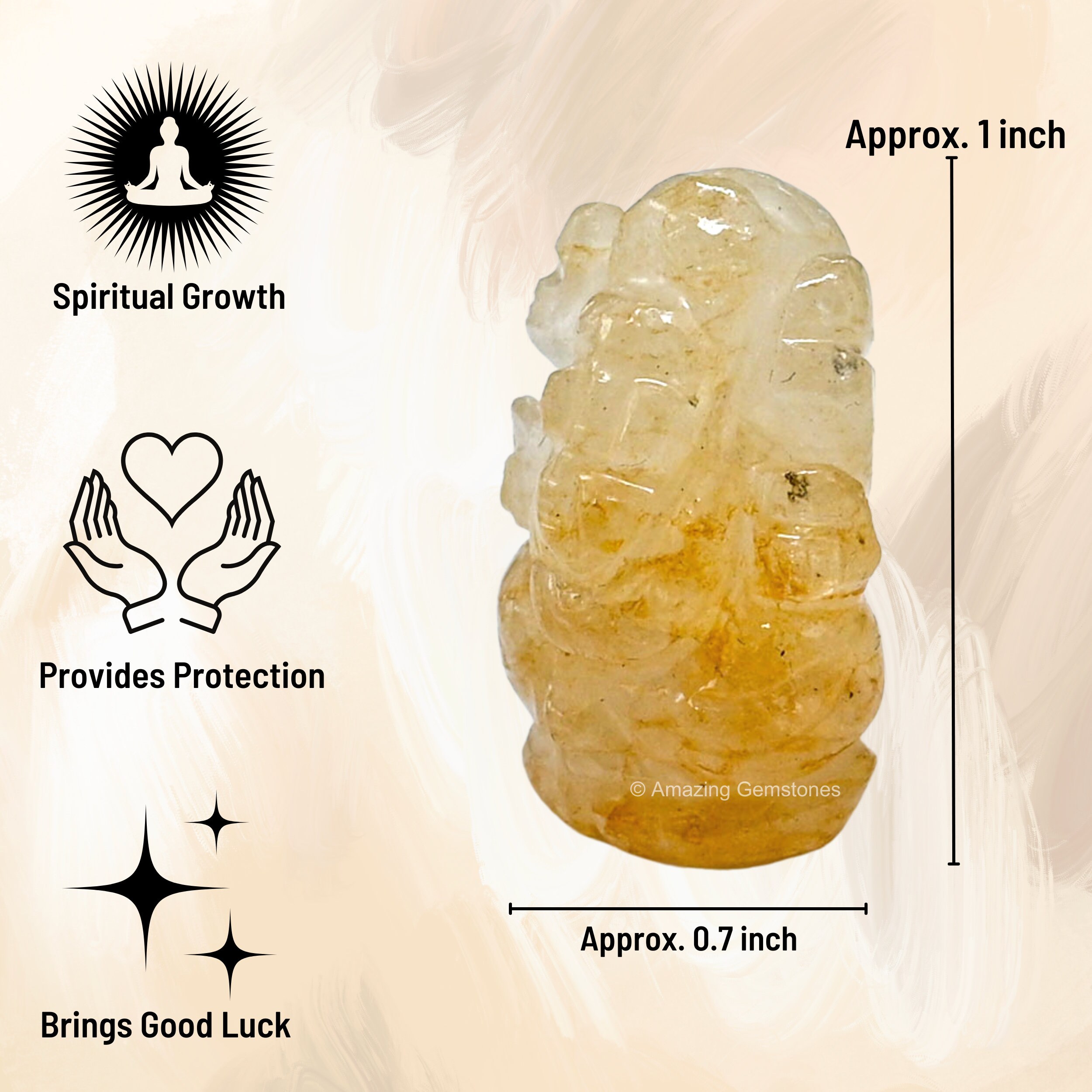 イエローアベンチュリンクリスタルガネーシャ像：手作りホーム