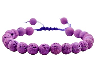 Purple Lava Stone Bracelet: Handmade Adjustable Crystal Healing Bracelet