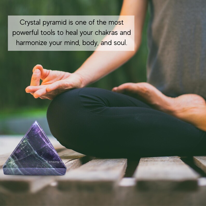 Fluorite Healing Crystal Pyramid, Handmade Stone Decor image 5