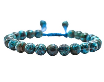 Chrysocolla Healing Crystal Bracelet: Adjustable Gemstone Beads