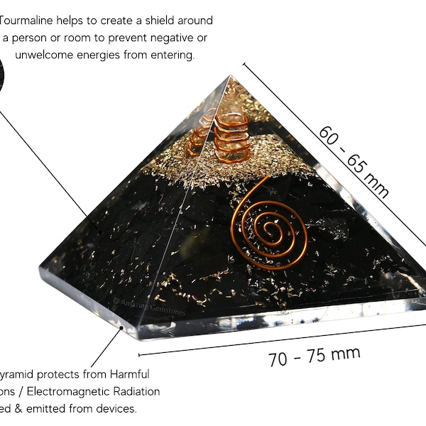 Große Orgonit-Kristall-Pyramide mit heilender Kupfer-Spule für Yoga, Meditation, EMF-Schutz-Pyramide für Wohnkultur (kostenloser Beutel)