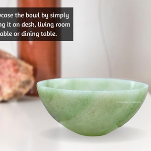 Green Aventurine Crystal Serving Bowl, Gemstone Offering Bowl for Home and Kitchen Decor, Charging Bowl, Gift for Her (Free Velvet Pouch)