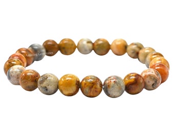 Pulseira de Ágata Crazy Lace: Cristal Curativo com Pedras Preciosas Feitas à Mão
