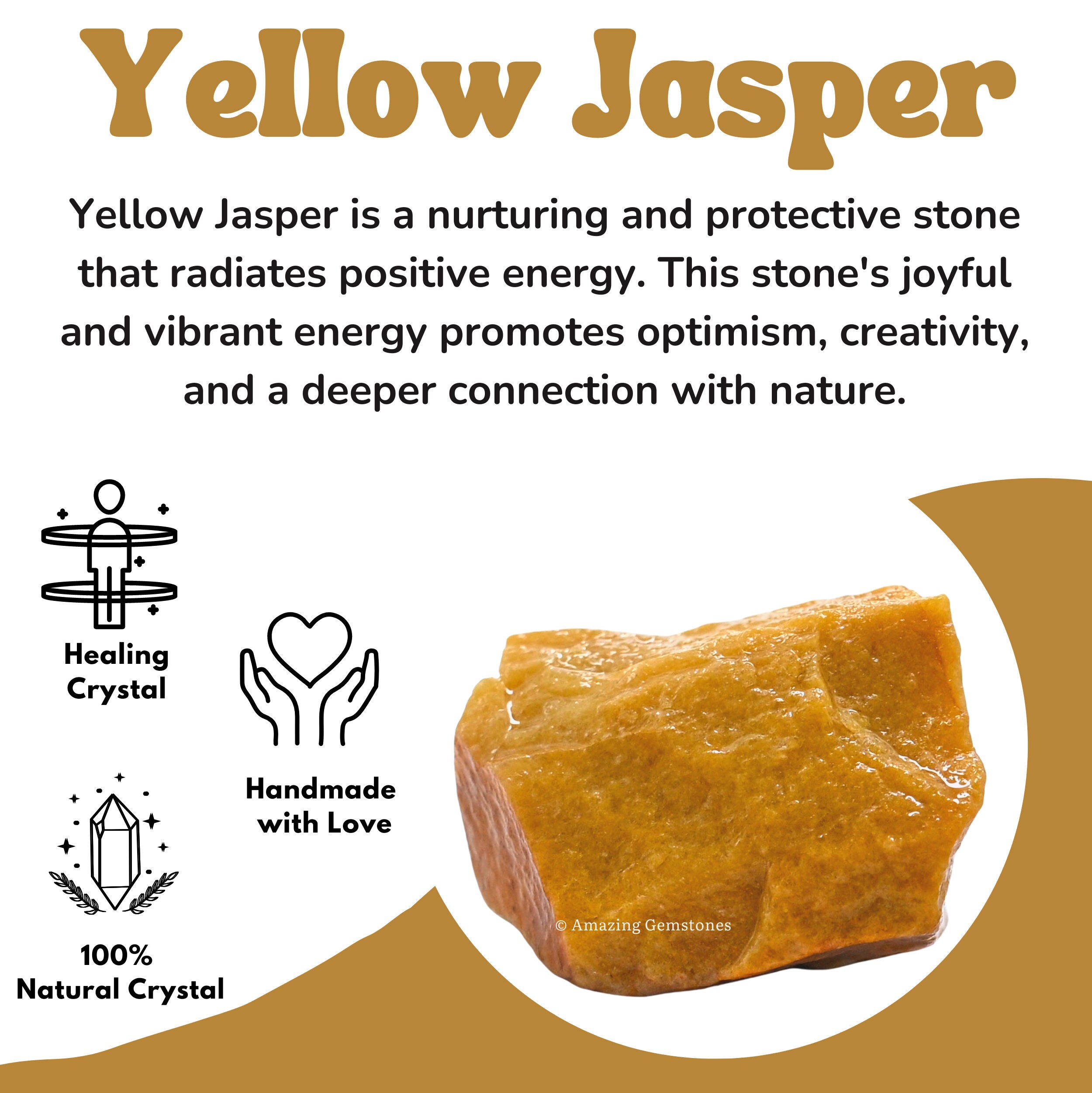 Raw Yellow Jasper Crystal, Rough Gemstones for Tumbling, DIY