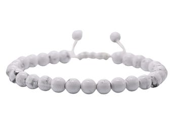 Howlite Healing Crystal Gemstone Bracelet, Beaded Protection Bracelet
