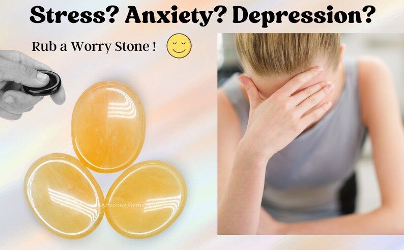 Triangular Worry Yellow Aventurine Worry Stone, Handmade Crystal for Anxiety Relief - Etsy