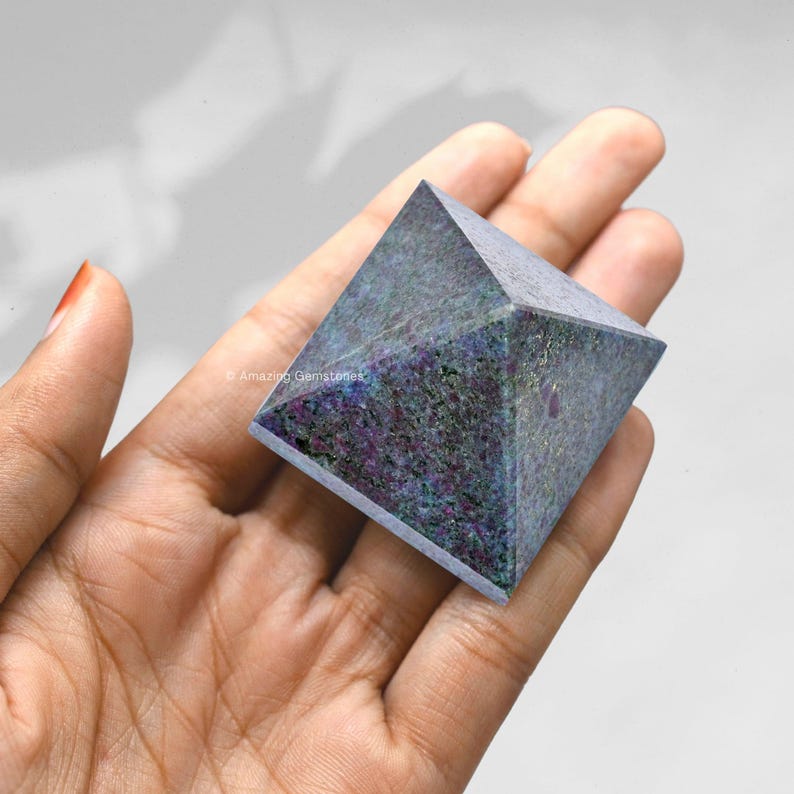 Handmade Ruby Kyanite Crystal Pyramid, Reiki Healing Decor image 2