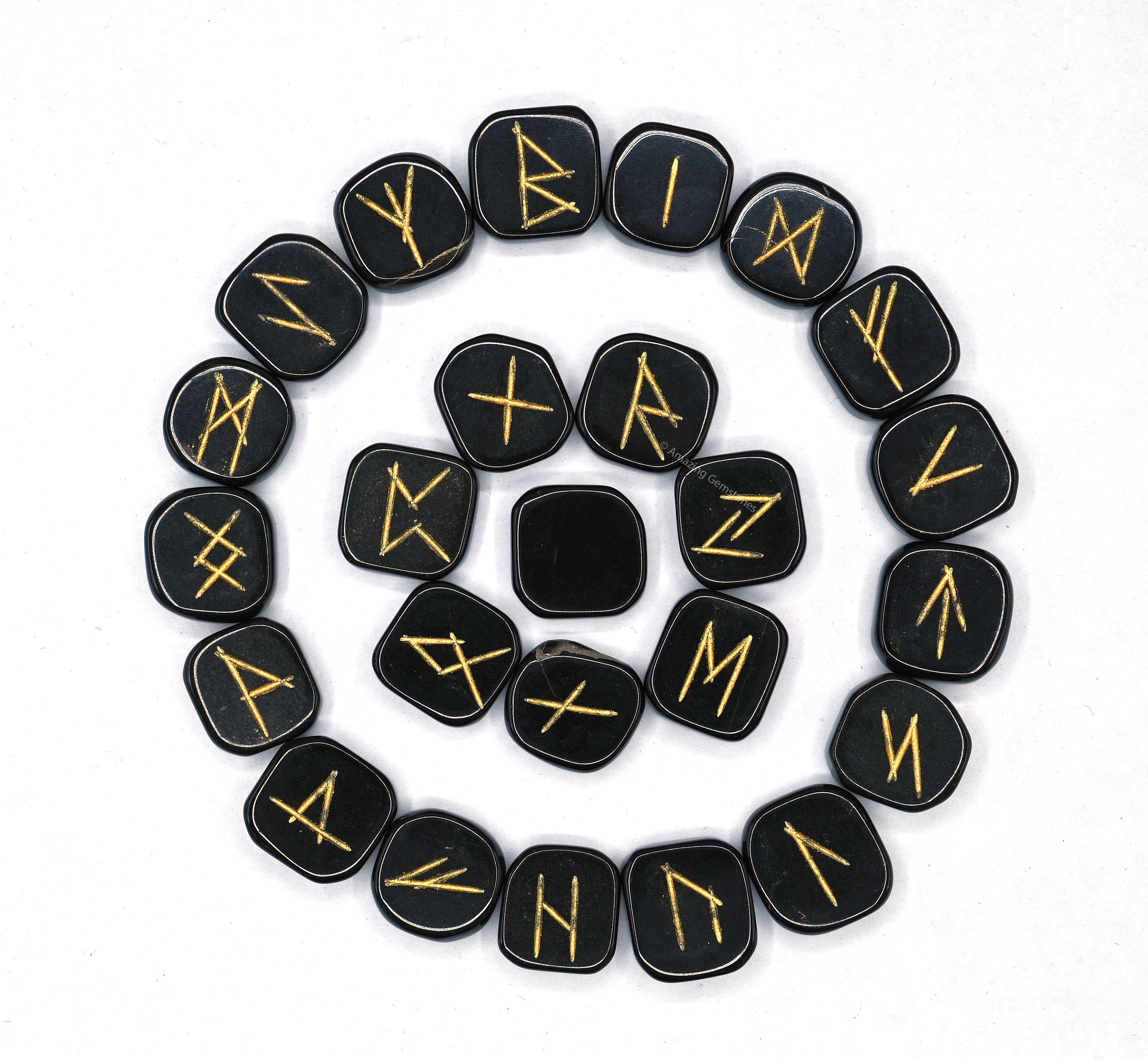 GEMMART USA Rune Stones ite Spiritual Futhark Reiki Symbols Gemstones  25PCS LOT