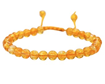 Citrine Onyx Crystal Gemstone Bracelet, Healing Protection, 6mm Beaded