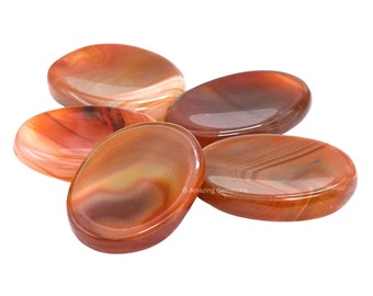 Carnelian Worry Stone, Anxiety Relief Palm Stone, Velvet Pouch