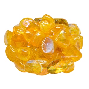 Tangerine Aura Quartz Tumbled Crystals: Polished Healing Stones