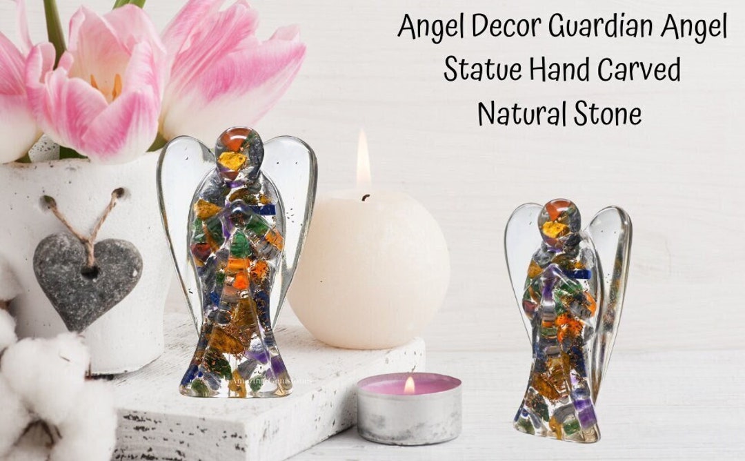 7 Chakra Crystal Guardian Angel Figurine, Healing Orgone Statue - Etsy