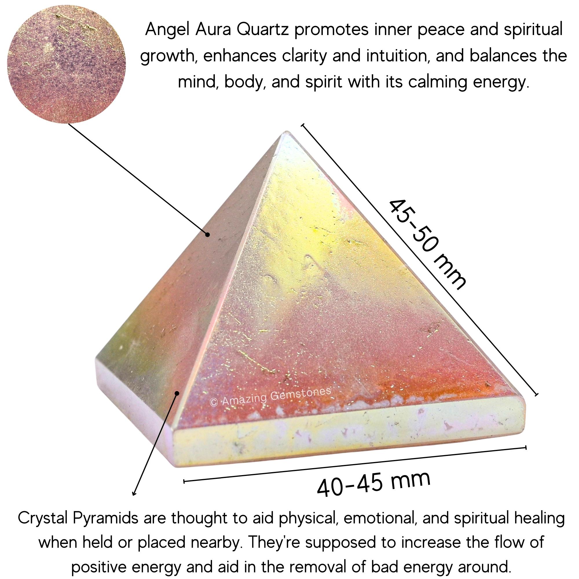 Angel Aura Quartz Crystal Pyramid, Handmade Reiki Healing Decor - Etsy