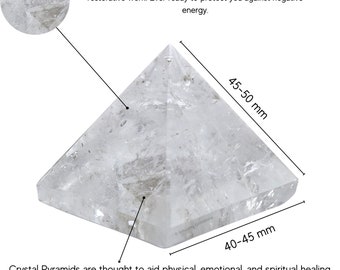 Clear Quartz Pyramid: Handmade Healing Crystal Decor (Free Velvet Pouch)