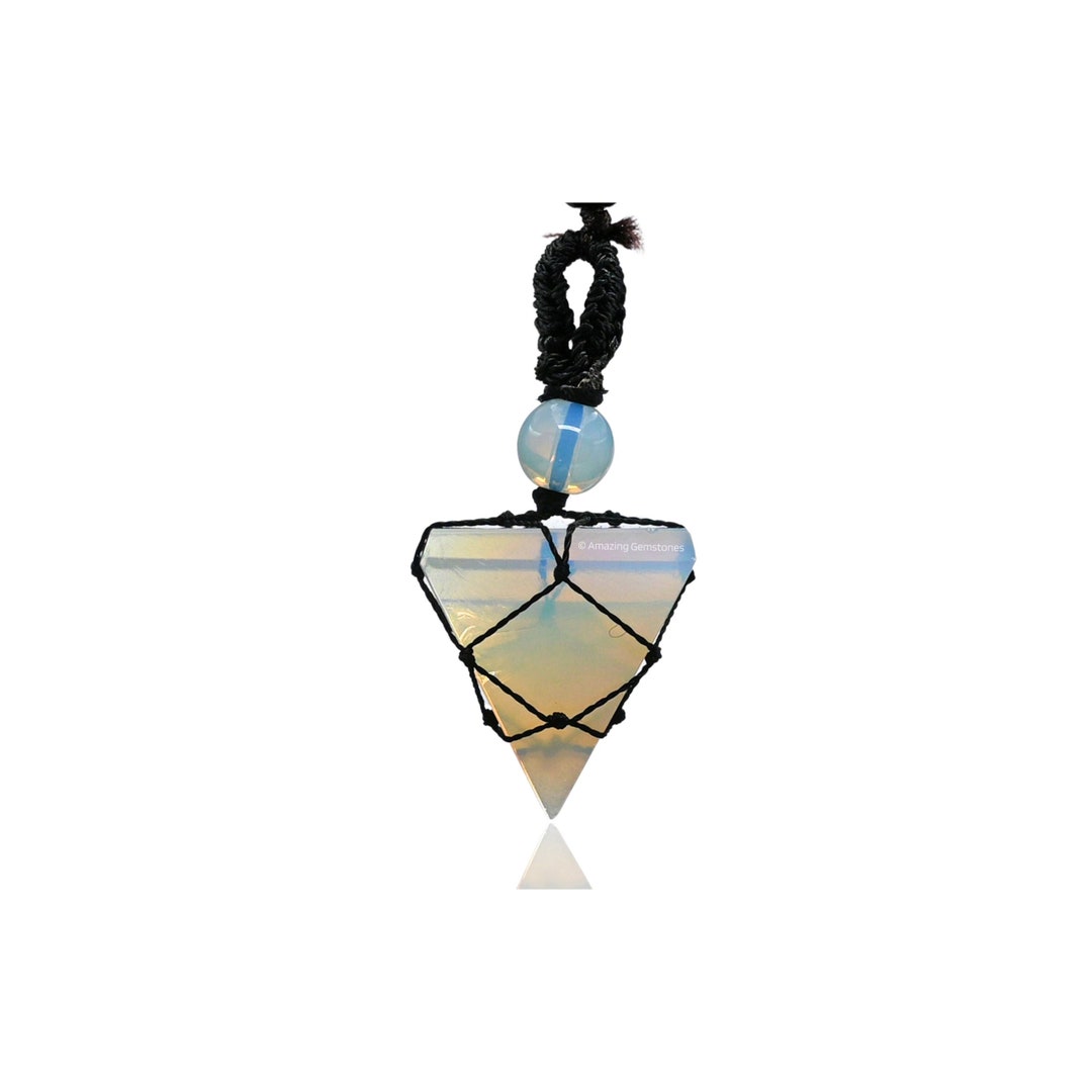 Macrame Pyramid Handmade Opalite Pyramid Pendant: Macrame Crystal Necklace - Etsy
